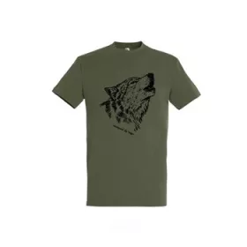 Tricou cu guler rotund și model cu lup, 100% bumbac, XL