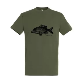   Tricou cu guler rotund TOP și model de crap, 100% bumbac, 2XL