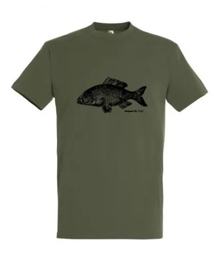 Tricou cu guler rotund TOP cu model de crap, 100% bumbac, L