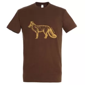   Tricou cu guler rotund și model cu vulpe, 100% bumbac, mărimea S