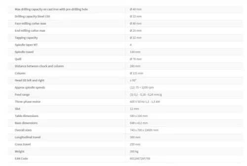 Mașină de găurit și frezat FERVI Osolpos
