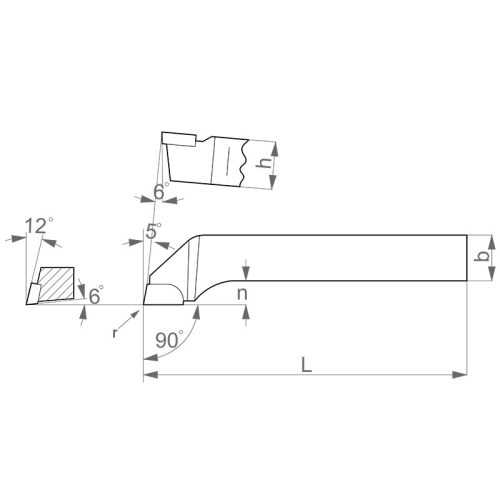Sculă de strunjire cu plăcuță brazată FERVI ISO6 P25 12x12 DIN4980 stânga