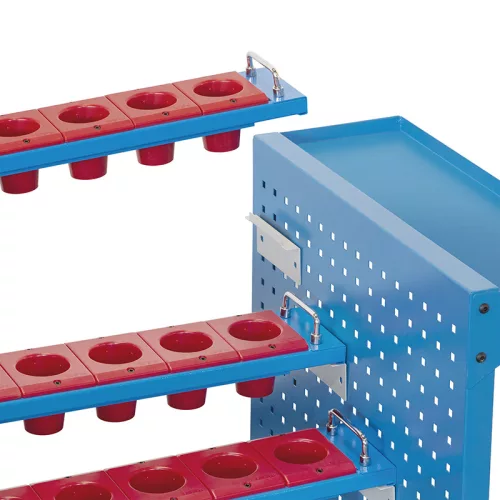 Cărucior depozitare scule FERVI, pentru centre de prelucrare, 20 de spații de depozitare