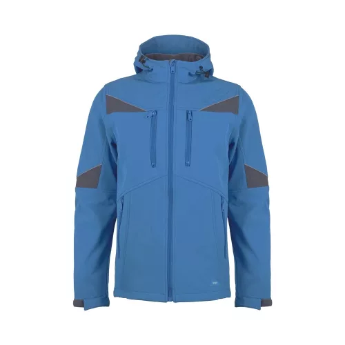 TOP NOVA softshel munkakabát, 94% poliészter, 6% elasztán, állítható mandzsetta és derék, vízálló, kék, XL