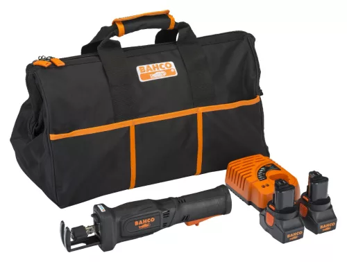 BAHCO Akkumulátoros orrfűrész (14,4 V) + táska, töltő akkumulátor (2 db)