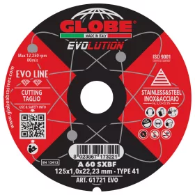   Disc de tăiere SANDGLOBE 125x1 metal, TOP-ONE, tip 41, A 60 SX ZIP EVO.