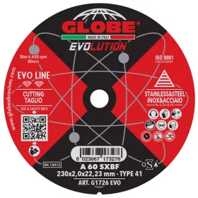   Disc de tăiere SANDGLOBE 230x2 metalic, TOP-ONE, tip 41, A 60 SX ZIP EVO.