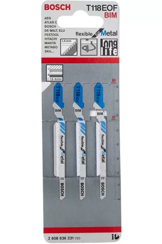 BOSCH Dekopír fűrészlap Fém T 118 EOF (3 db)