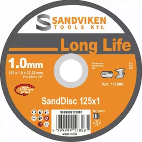 SANDDISC Vágókorong Long life Inox/Steel 125x1 mm