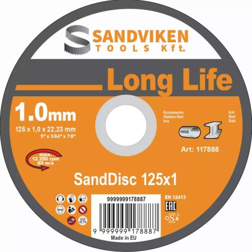 Disc de tăiere SANDDISC 125x1 mm Durată lungă de viață