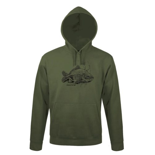 Kapucnis pulóver ponty mintával, kenguruzseb, 50% pamut, 50% poliészter, méret:2XL