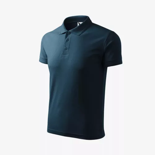 Galléros póló férfi Pique, 100 % pamut tengerészkék, méret: "L"