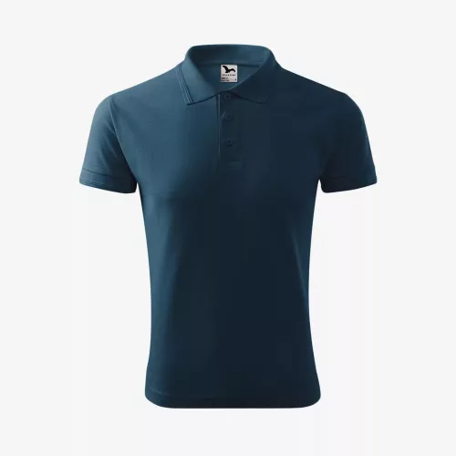 Galléros póló férfi Pique, 100 % pamut tengerészkék, méret: "L"