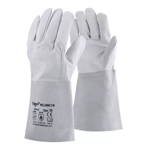 TOP WELDING CW hegesztőkesztyű, 15 cm bivalybőr mandzsetta, szürke Méret: 10.5