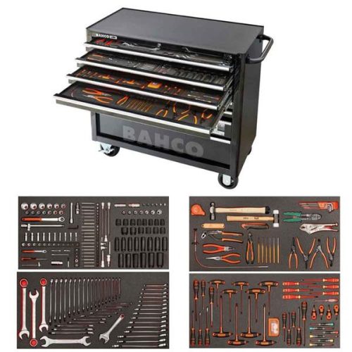 BAHCO 8 Fiókos Prémium szerszámkocsi FELTÖLTVE, 295 részes, 4 fiók feltöltéssel 1475KXL8 fekete 40"