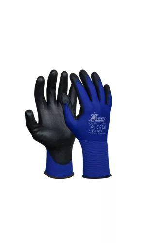Védőkesztyű PU tenyérmártott, Szín: kék, Méret: L/9