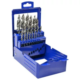   ECEF Fémcsigafúró készlet, lépcsős geometriával és vezetőfúróval, HSS-G, 1-13/0,5 mm (25 részes)