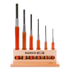   BAHCO Csapszegkiütő készlet kézvédővel, faállványban, 6 részes