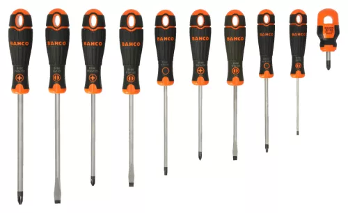 BAHCOFit csavarhúzó készlet, lapos-PH-PZ-Robertson (10 részes)