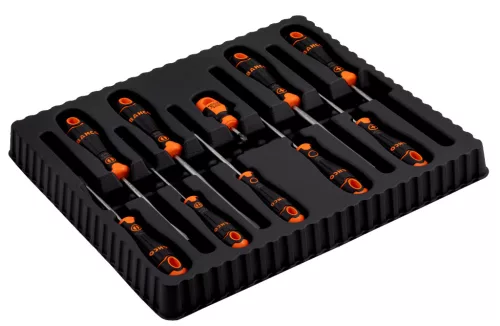 BAHCOFit csavarhúzó készlet, lapos-PH-PZ-Robertson (10 részes)