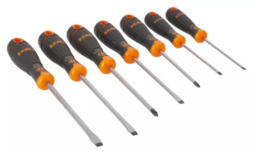 Set șurubelnițe BAHCOFit, cu cap plat (7 bucăți)
