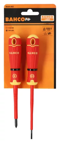 Set șurubelnițe izolate BAHCOFIT, cu cap plat (2 bucăți)