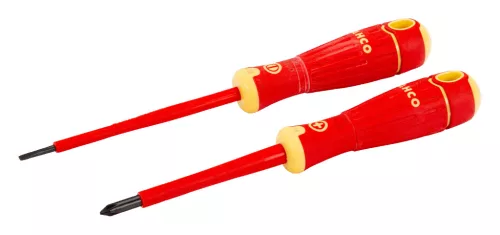 Set șurubelnițe izolate BAHCOFIT, cu cap plat (2 bucăți)