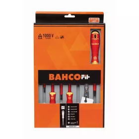 Set șurubelnițe izolate BAHCOFIT, cu cap plat (7 piese)