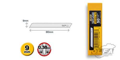 OLFA AB-SOL-50 Standard tartalékpenge, 9 mm (50 db)